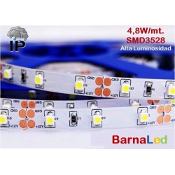 Tira LED 5 mts Flexible 24W 300 Led SMD 3528 IP54 Blanco Frío Alta Luminosidad